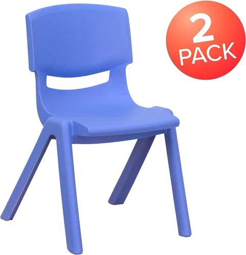 Vista 4 de Flash Furniture Whitney - Juego de 2 sillas escolares apilables de plástico azul con altura de asiento de 12 pulgadas