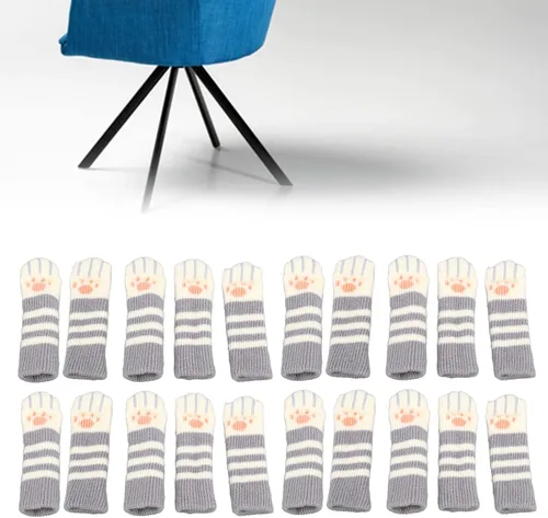 Vista 4 de 16 calcetines para patas de muebles de gato, protectores de piso de patas de silla de punto, suelos, reduce el ruido, fácil de instalar
