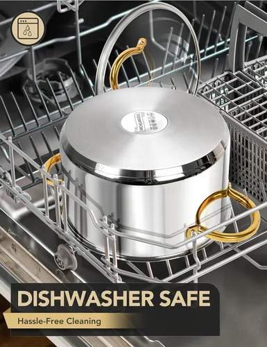 Vista 6 de MICHELANGELO Ollas de Acero Inoxidable - Olla de Inducción de 6 Qt con Tapa, Olla para Caldo de Acero Inoxidable 18/10, Olla de Cocina No Tóxica