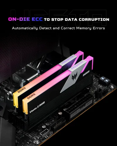 Vista 7 de Acer Predator Vesta II RGB DDR5 RAM 32 GB (16 GBx2) 6000 MHz CL30 PC5-48000, Memoria de computadora compatible con Intel XMP 3.0 AMD Expo, negra