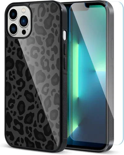 Vista 34 de TEAUGHT Compatible con iPhone 11 Funda con patrón lindo estampado de leopardo negro guepardo + protector de pantalla a prueba de golpes, funda