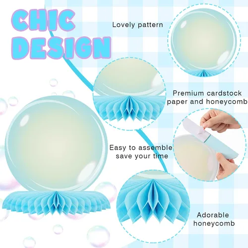 Vista 3 de 10 centros de mesa de burbujas bajo el mar, decoración de panal de abeja, decoración de mesa de cumpleaños de sirena para decoración de fiesta