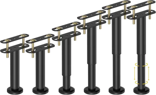 Vista 9 de Wlrrcwdttc 2 piezas de patas de soporte de cama ajustables de altura 15-27 cm, patas de soporte central de marco de cama para marco de cama/listones