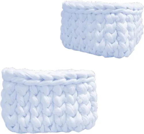 Vista 18 de Trapillo G&Y Set de 3 Cestas tejidas en ganchillo, almacenamiento de objetos pequeños Tamaño Mini. (Big, Amarillo)