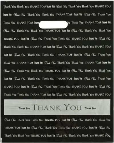 Vista 5 de 12x15 Naranja "Gracias" Die Cut Mango Bolsas de Plástico 50/cs