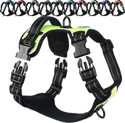 Vista 8 de VIVAGLORY Arnés para perro Easewalk - Arnés para perro sin tirones con asa clip frontal y clip trasero para entrenamiento, caminar y levantar, sin
