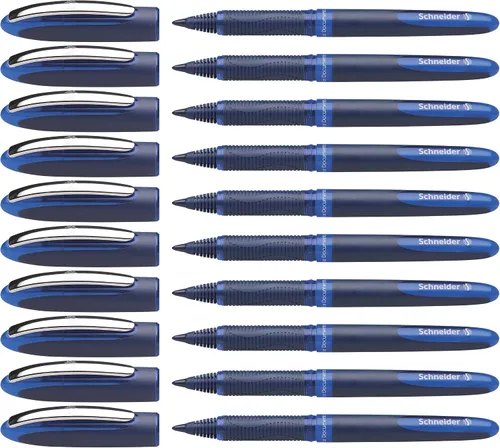 Schneider One Business - Bolígrafo estilográfico, punta ultra suave de 0,6 mm, barril azul, tinta azul, caja de 10 bolígrafos (183003)