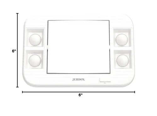 Vista 8 de JERDON Espejo de maquillaje de dos caras con luces, espejo de tocador con aumento 5X e iluminación sin reflejos de dos ajustes, base blanca
