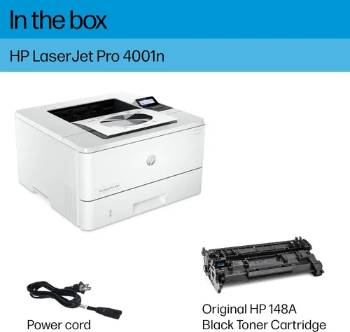Vista 5 de HP LaserJet Pro 4001n Black & White Printer, Print, Fast speeds, Easy setup, Mobile printing, Advanced security, USB, Ethernet Connection