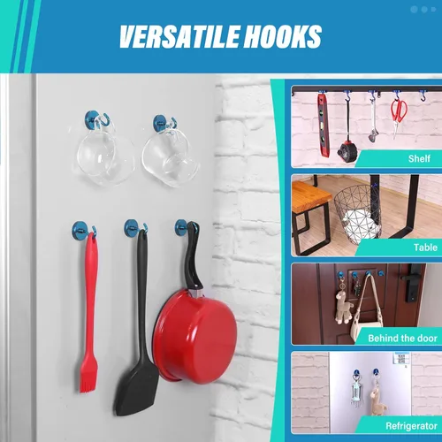 Vista 4 de Neosmuk Magnetic Hooks, 10 kg High Performance Earth Magnets with Hooks, Extra Strong Cruise Hook for Hanging (Pistol Black, Pack of 10)