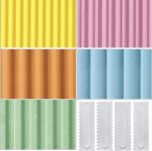 Vista 5 de Mwellewm 4 unids/set de raspador de pastel decoración de plástico diente de sierra peine mousse mantequilla crema pastel herramientas de borde