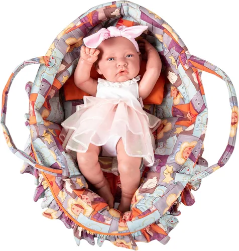 Vista 8 de Set de Cuna Portátil de Muñeca de Rakki Dolli, Canasta Suave para Muñeca Incluye 1 Cuna y 1 Almohada, Cuna de Muñeca de Conejo Rosa, Se Adapta a