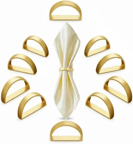 Vista 7 de 8 piezas de anillos para servilletas de acero inoxidable, soportes para servilletas de metal, hebillas modernas de Navidad, adornos metálicos
