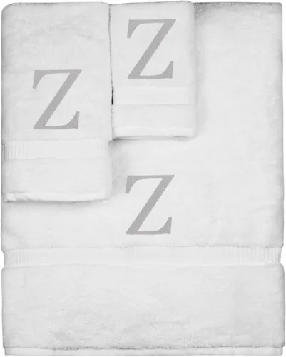 Vista 284 de Juego de toallas con monograma, regalo personalizado, juego de 3 - Letra de bloque dorada bordada en toalla - Extra absorbente 100% algodón turco