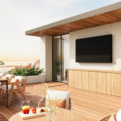 Vista 7 de Mounting Dream Funda de TV para exteriores resistente a la intemperie con cubierta inferior para TV de 30 a 32 pulgadas, protectores de pantalla