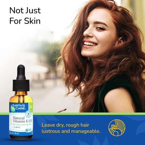 Vista 4 de Earth's Care Aceite natural de vitamina E – Aceite de vitamina E 100% natural para piel y cabello – 1 onza líquida