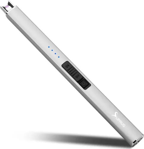 Vista 7 de SUPRUS Encendedor eléctrico de arco, a prueba de viento, sin llama, recargable por USB con bloqueo de seguridad para velas, barbacoa, camping (verde)