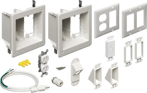 Kit de placa de pared Arlington TVBU505-1 TV empotrada, 2 bandas, color blanco, 1 paquete, TVBR2505K-1