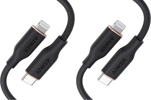 Vista 7 de Cable Anker USB C a Lightning, Cable de Carga de Silicona Powerline III Flow con Certificación MFi para iPhone 13 13 Pro (Negro Medianoche, 3 pies)