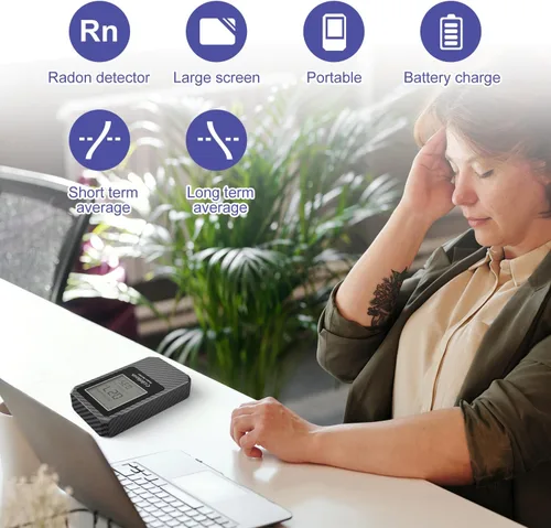 Vista 2 de Life Basis - Detector de radón para el hogar, probador de radón con monitoreo de radón a largo y corto plazo, rango de 0-500 pCi/L a