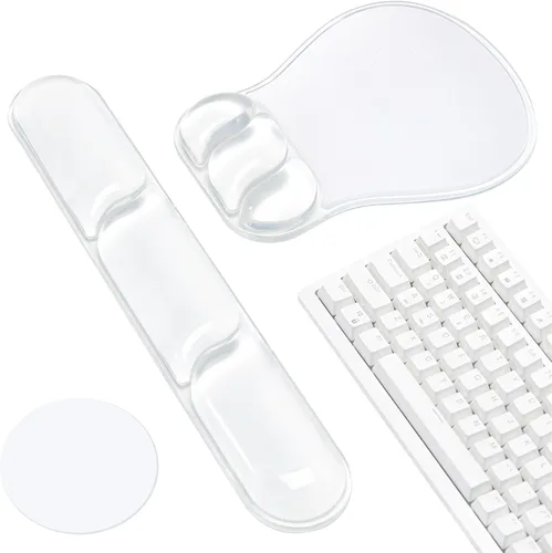 Vista 9 de Ospelelf Juego de alfombrilla de mouse con reposamuñecas de gel ergonómico para teclado, soporte de muñeca con parte inferior de goma
