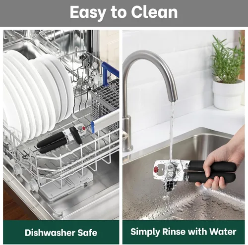 Vista 8 de Beneno Abrelatas manual resistente con tapa magnética levantador y abridor de botellas, abrelatas manual con agarre ergonómico suave, perilla