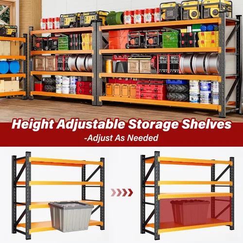 Vista 6 de 48" Wide Heavy Duty Garage Shelving Units,3000LBS Deep Storage Shelves,Orange Metal Garage Shelves,Large Storage Rack,Steel Shelf,Industrial