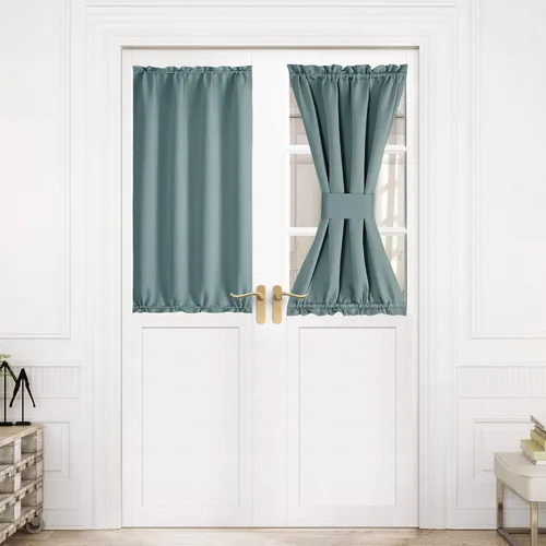 Vista 151 de NICETOWN Cortinas 100% opacas para puerta francesa, cortinas de privacidad para ventana, persianas de oscurecimiento de habitación de 25 x 64