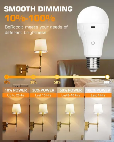 Vista 4 de CordlessGlow Bombillas de Luz Recargables de 15W con Control Remoto, 3 Temperaturas de Color y Bombilla de Luz con Batería Regulable, Control Táctil