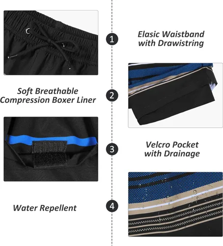 Vista 3 de American Trends Traje de baño para hombre, de secado rápido, con forro de compresión