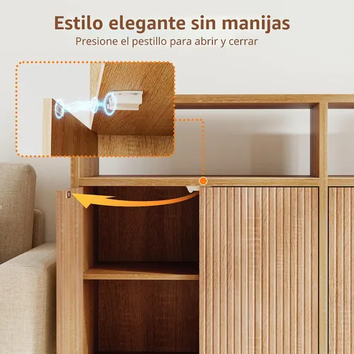 Vista 8 de [Usado] Mericonia Aparador Buffet Gabinete Almacenamiento, Consola de madera moderna acanalada Credenza