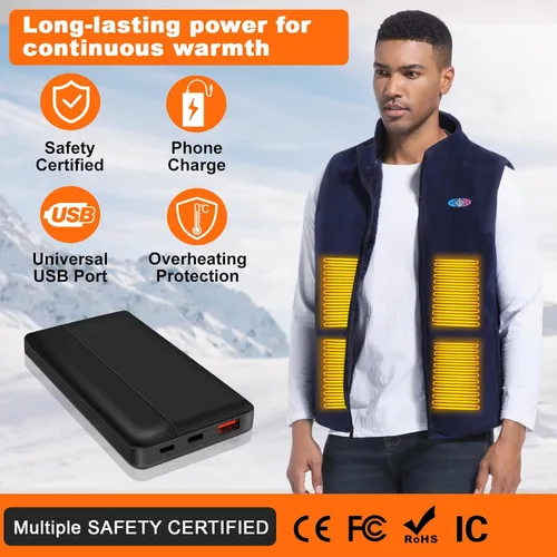 Vista 4 de Heated Vest for Men with Power Bank,Lightweight Fleece Heated Vest for Hiking,Skiing,Camping in Winter
