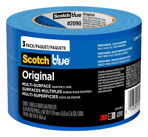 Vista 15 de ScotchBlue Cinta de pintura original multisuperficie, 1 pulgada de ancho (0.94 pulgadas x 60 yardas), 3 rollos, cinta de pintura azul que protege