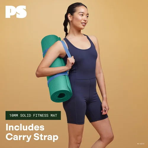 Vista 5 de POPSUGAR - Alfombrilla de fitness de 0.394 in, 72 x 23.5 pulgadas (espuma de mar, sólida) con correa de fácil transporte, alfombrilla de ejercicio