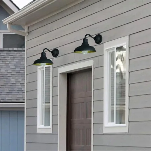 Vista 6 de JCHAL Lámpara de pared frontal de cuello de cisne, aplique de pared rústico de granja, luz de granero para montaje en pared exterior e interior, 8