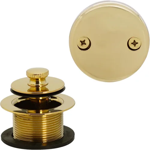 Vista 15 de Westbrass D94-2-12A 1-1/2" rosca gruesa Twist & Close - Tapacubería de drenaje de bañera con placa frontal de desbordamiento de dos agujeros, bronce