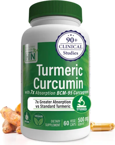 Vista 13 de Health Thru Nutrition Complejo de curcumina de cúrcuma de 500 mg como BCM-95 Curcugreen clínicamente estudiado Certificado vegano