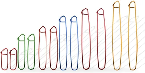 Hahiyo Juego de soportes para puntadas, de aluminio resistente, color mixto, pasador de seguridad, para tejer, ganchos, 12 piezas para suéteres,