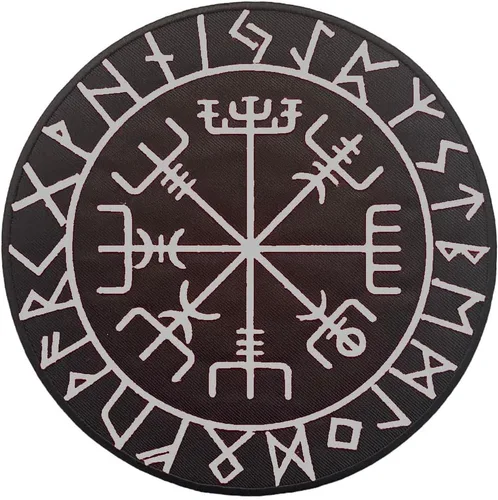 Vista 7 de Viking Compass - Parche de espalda grande para chaleco de motociclista personalizado, planchado/coser, verde grande