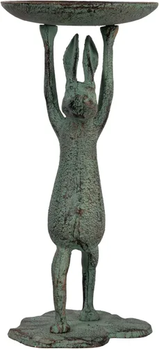 Vista 7 de Creative Co-Op Portavelas de pilar de conejo de hierro fundido (vela de pilar de 3 pulgadas), acabado de pátina