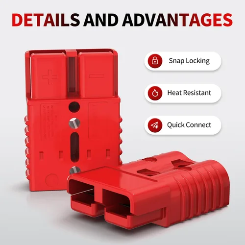 Vista 4 de RVBOATPAT Conector de desconexión rápida de batería 175A, batería de 12 V, conector de cable de conexión rápida 1/0 AWG para carretilla elevadora