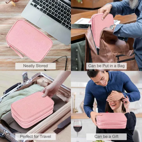 Vista 169 de FYY Organizador para accesorios electrónicos, para viajes, para cables, celular y cargadores, estuche portátil, impermeable, doble capa, bolsa