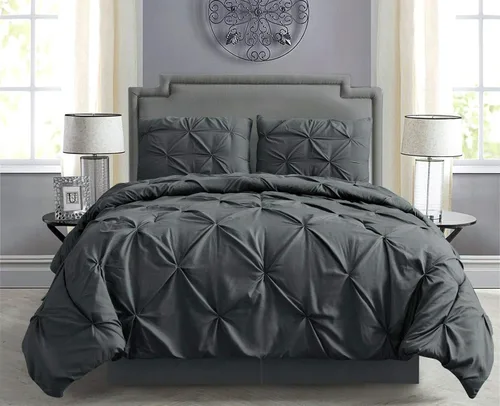 Vista 3 de Empire Home Juego de edredón de 4 piezas con fundas de almohada a juego (negro, individual)