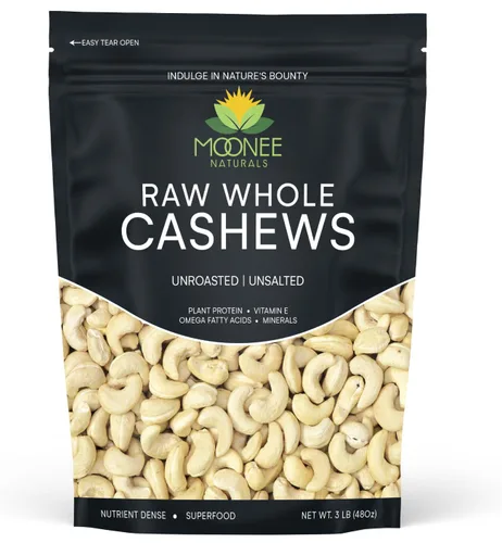 Vista 12 de Anacardos crudos sin sal enteros (453 g / 1 lb) Botanas veganas con proteína Haz leche de anacardo Botanas aptas para dietas keto y paleo