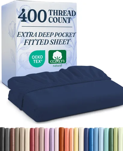 Vista 13 de Sábana bajera ajustable de algodón extra profunda de 400 hilos tamaño individual – Sábana bajera individual de lujo para hotel solamente – Se adapta