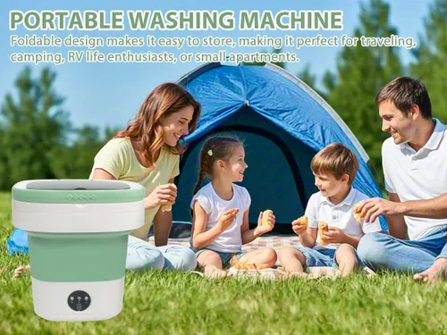 Vista 8 de Mini máquina de lavandería de 17L, lavadora portátil plegable y spinner para ropa de bebé, ropa interior, verde