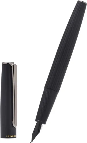 Vista 23 de Hongdian H1 - Pluma estilográfica de aluminio negro, punta doblada, instrumento de escritura suave con convertidor y estuche para bolígrafos