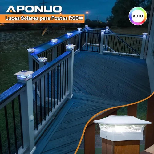 Vista 7 de APONUO - Paquete de 8 luces solares para postes que cambian de color para Blanco