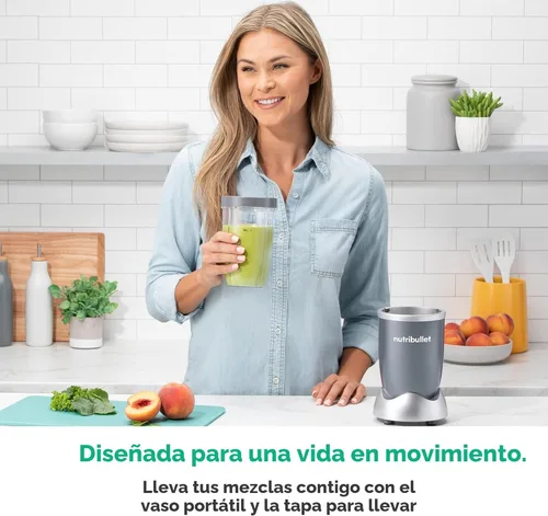Vista 6 de nutribullet Licuadora personal, batidos, batidos, preparación de alimentos y mezcla congelada, 24 onzas, 600 vatios, gris, NBR-0601WM, (paquete de 2)