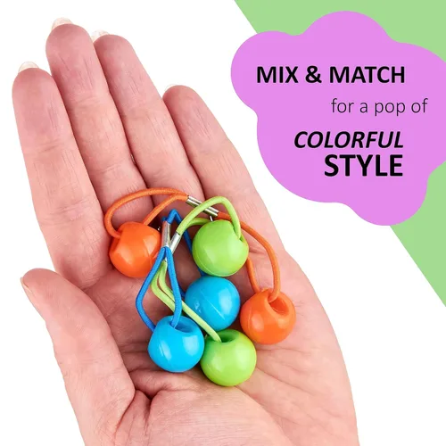 Vista 4 de Colección de 20 piezas de coleteros, bolas de cola de caballo, gomas elásticas, cuentas de pelo de 18 mm redondas, opacas, multicolores, dobles